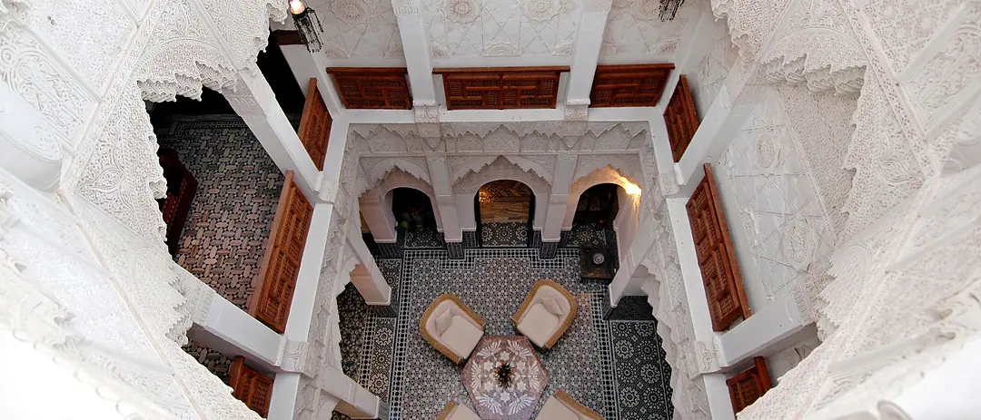 A riad courtyard seen from above